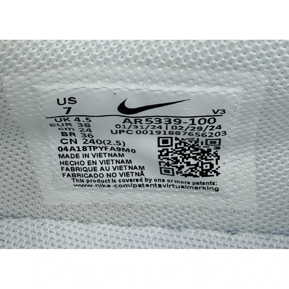 Nike Women's Air Force 1 Sage Low Triple White Platform Sneakers Size 7 - Picture 8 of 9